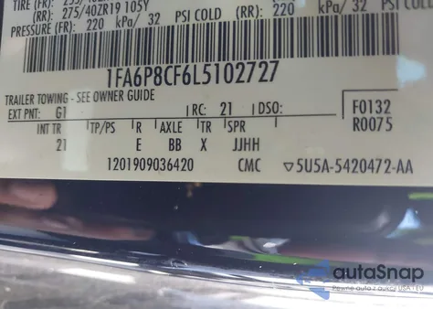 2020 Ford Mustang Gt Fastback z USA, uszkodzony, nr VIN 1FA6P8CF6L5102727